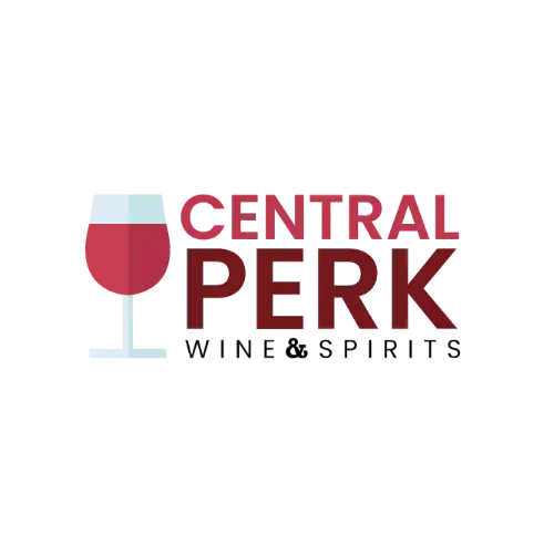 Logo for Central Perk Wine & Spirits, featuring a wine glass icon with the text 'Central Perk' in red and 'Wine & Spirits' in black below it