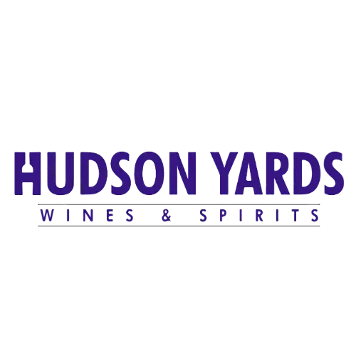 Logo for Hudson Yards Wine & Spirits, with the text 'Hudson Yards' in bold purple and 'Wines & Spirits' in smaller text below it